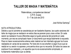 Taller de magia y Matem&aacute;ticas